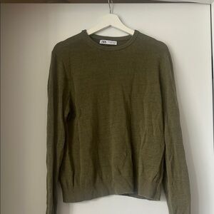 Zara Women’s Khaki Crewneck Sweater